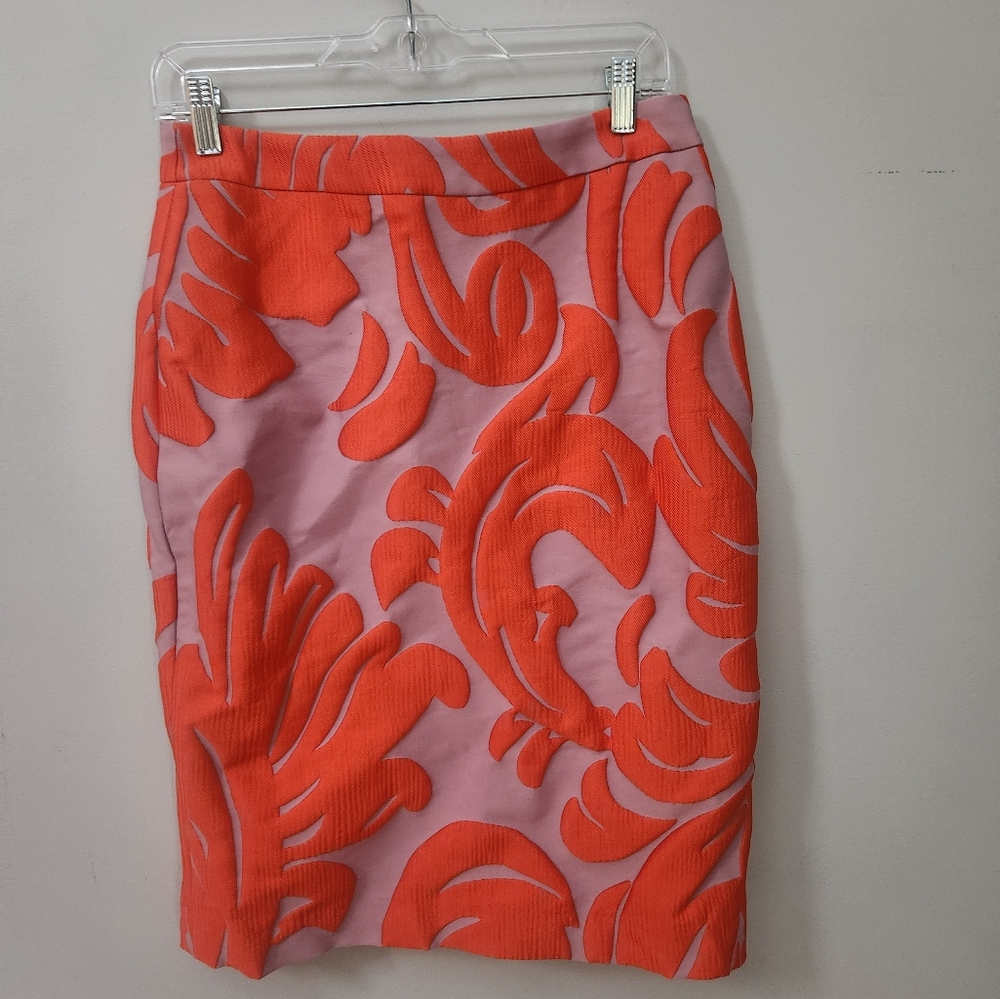 Ann Taylor Orange Pencil Skirt Knee-Length Cocktail